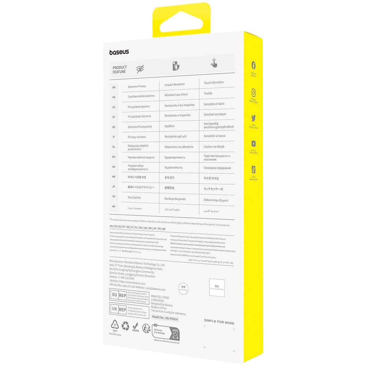 Baseus Diamond Series Privacy Screen Protector for iPhone 15 Pro - Anti-Spy Tempered Glass with HD Clarity for Office & Personal Security