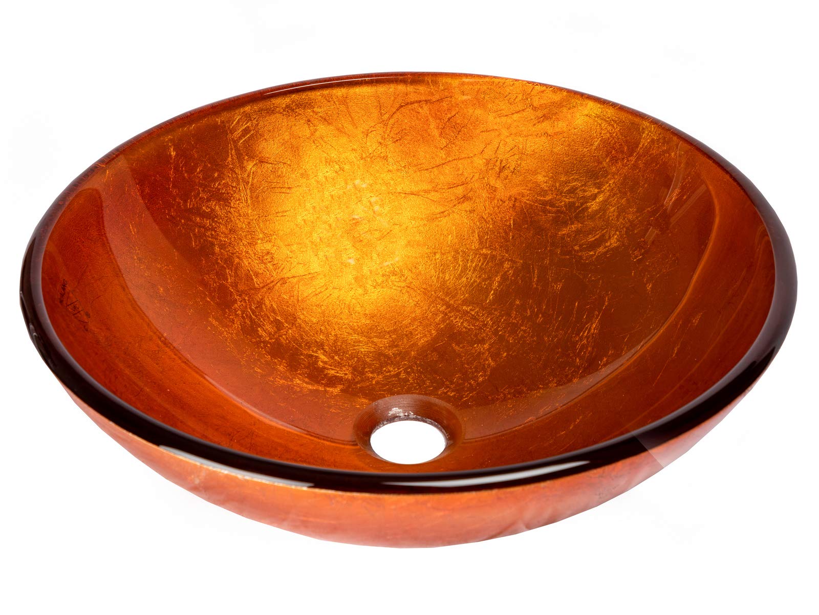 Stylish Orange Reflections Glass Vessel Sink - Modern Bathroom Vanity Sink for Contemporary Home Decor | Perfect for Powder Rooms, Guest Baths & Spa Retreats