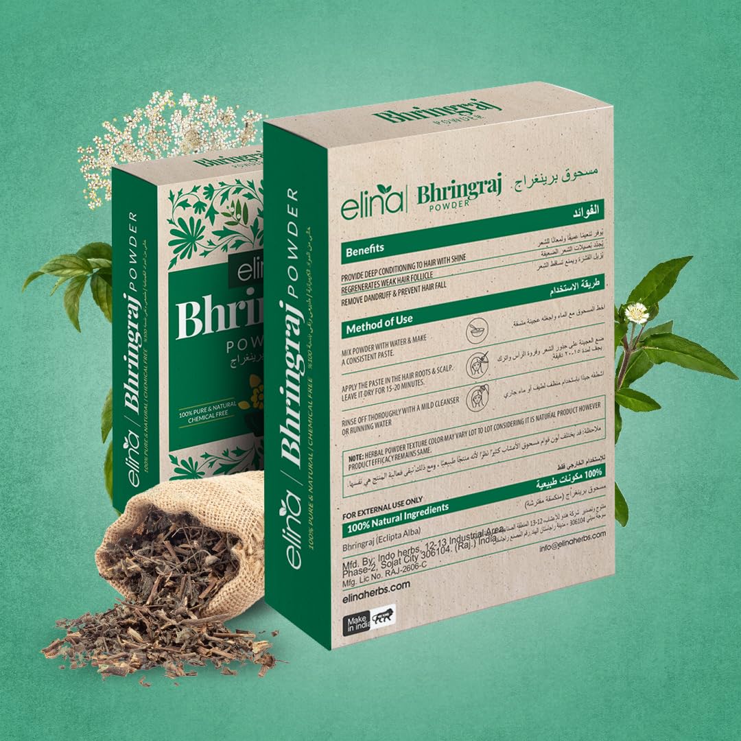100% Pure Bhringraj Powder (Eclipta Alba) - 100g | Ayurvedic Hair Growth Treatment for Stronger, Shinier Hair | Natural Herbal Scalp Care | Organic & Chemical-Free | Perfect for DIY Hair Masks & Ayurvedic Remedies