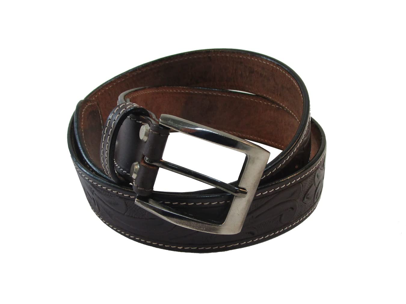Men's Genuine Leather Belt - Floral Tooled Western Cowboy Style for Work, Office & Casual Wear - Premium Brown Leather Belt for Men | Perfect for Daily Outfits, Western Fashion & Formal Occasions