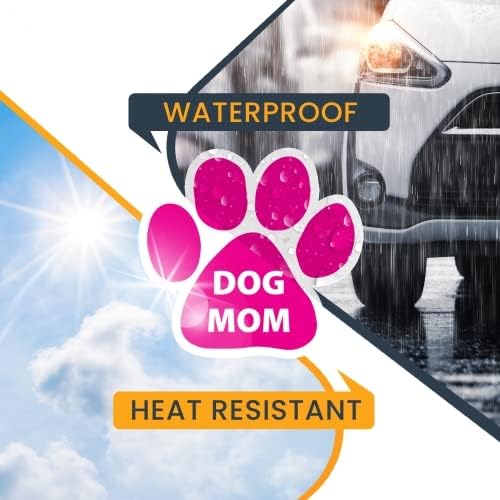 Dog Mom Pink Pawprint Magnet Decal - 5 Inch Heavy Duty Car Magnet for Vehicles - Perfect for Cars, Trucks & SUVs - Show Your Love for Dogs - Great Gift for Pet Lovers | Use on Fridge, Lockers, Office & Metal Surfaces