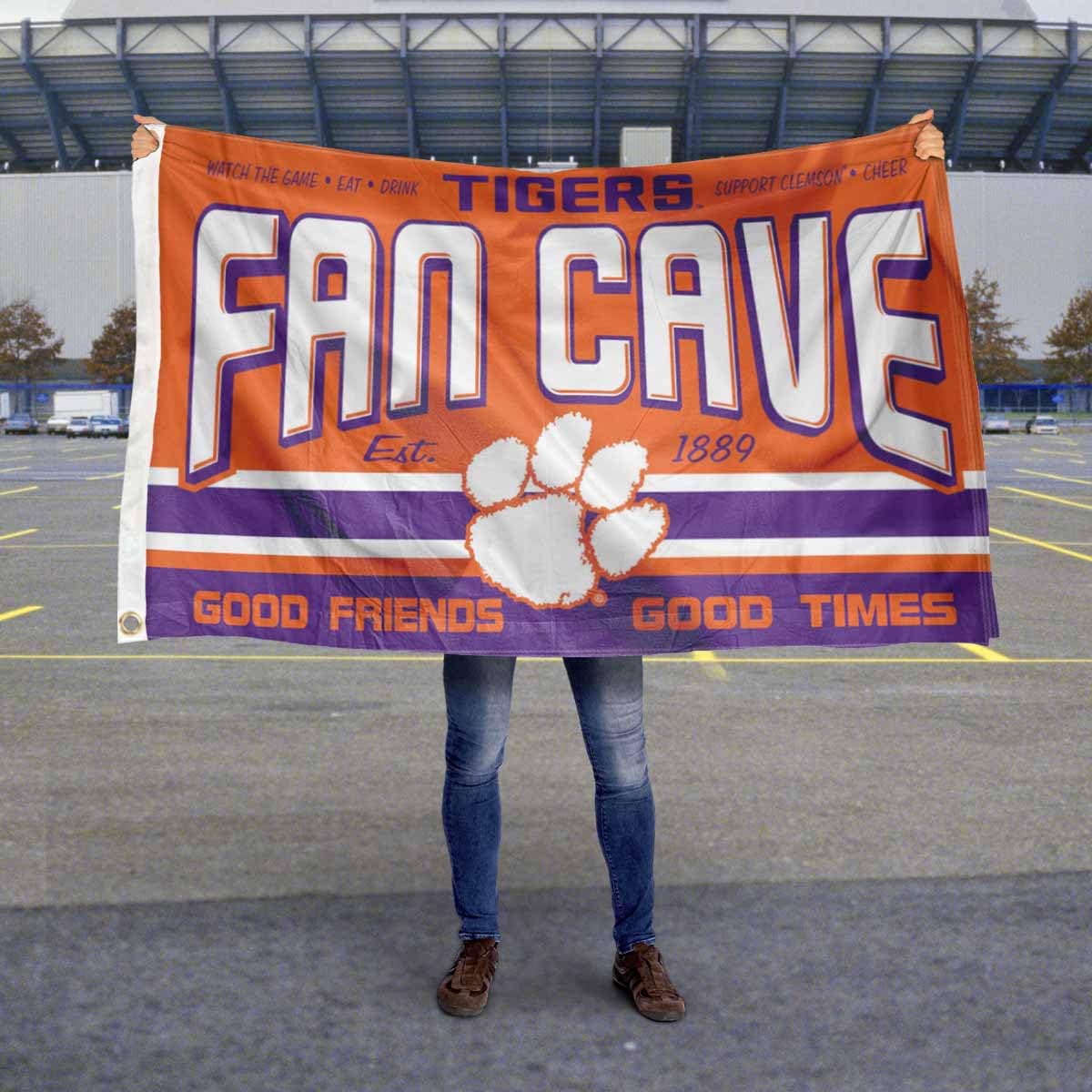Clemson Tigers Fan Man Cave Banner Flag - Premium College Football Decor for Game Day, Tailgating & Home Office - Show Your Team Spirit