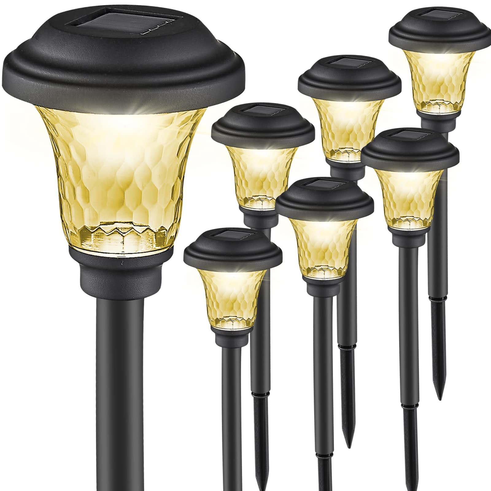 HiSolar 6 Pack Solar Pathway Lights Outdoor - Waterproof Wireless Walkway Lights with Auto On/Off, Warm White Landscape Lighting for Garden, Patio, Yard & Driveway - Perfect for Evening Outdoor Ambience and Safety
