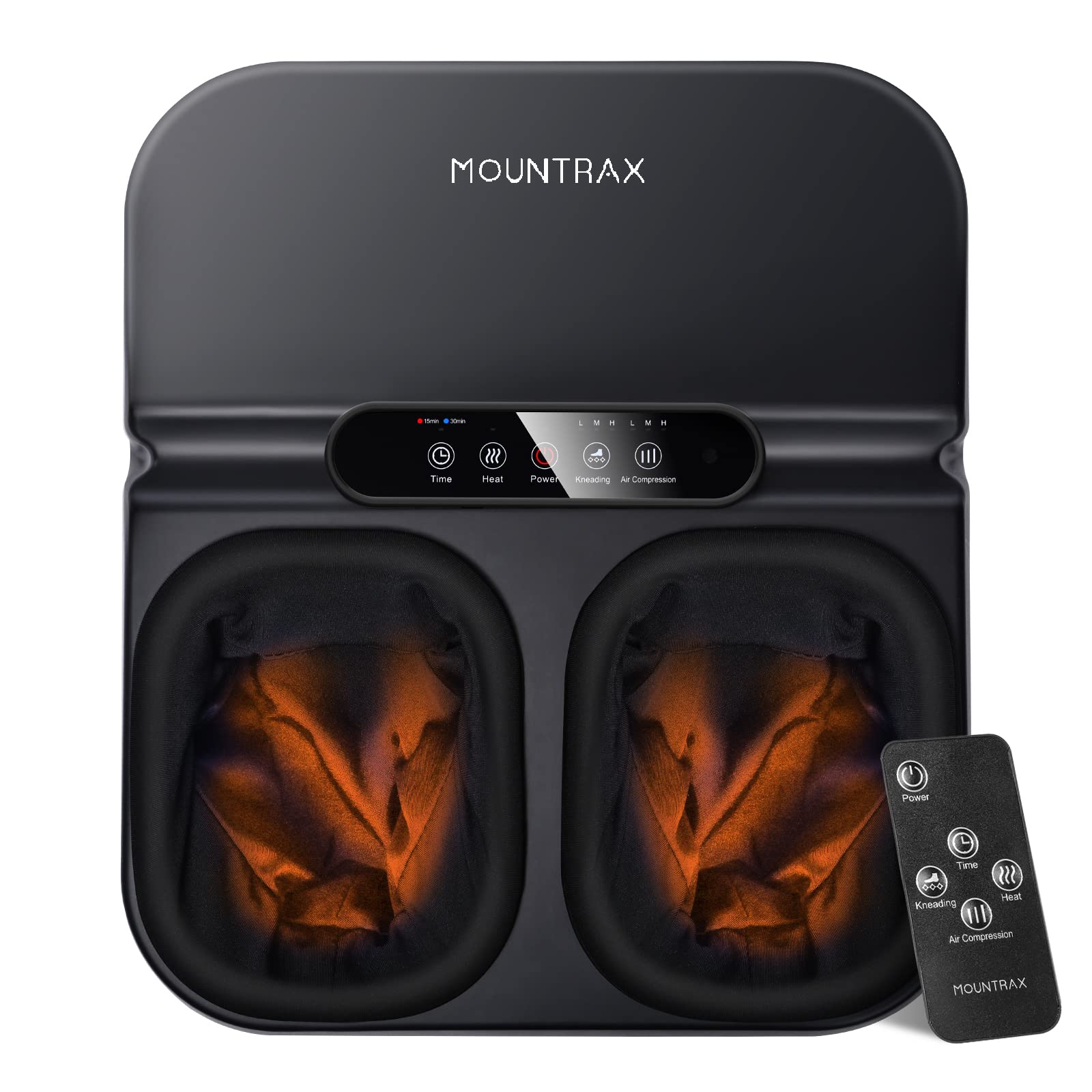 MOUNTRAX Shiatsu Foot Massager with Heat and Remote Control - Deep Kneading, Soothing Warmth for Men & Women - Fits Up to Size 12 Feet - Perfect for Relaxation, Stress Relief and Foot Pain Relief at Home or Office (Black)