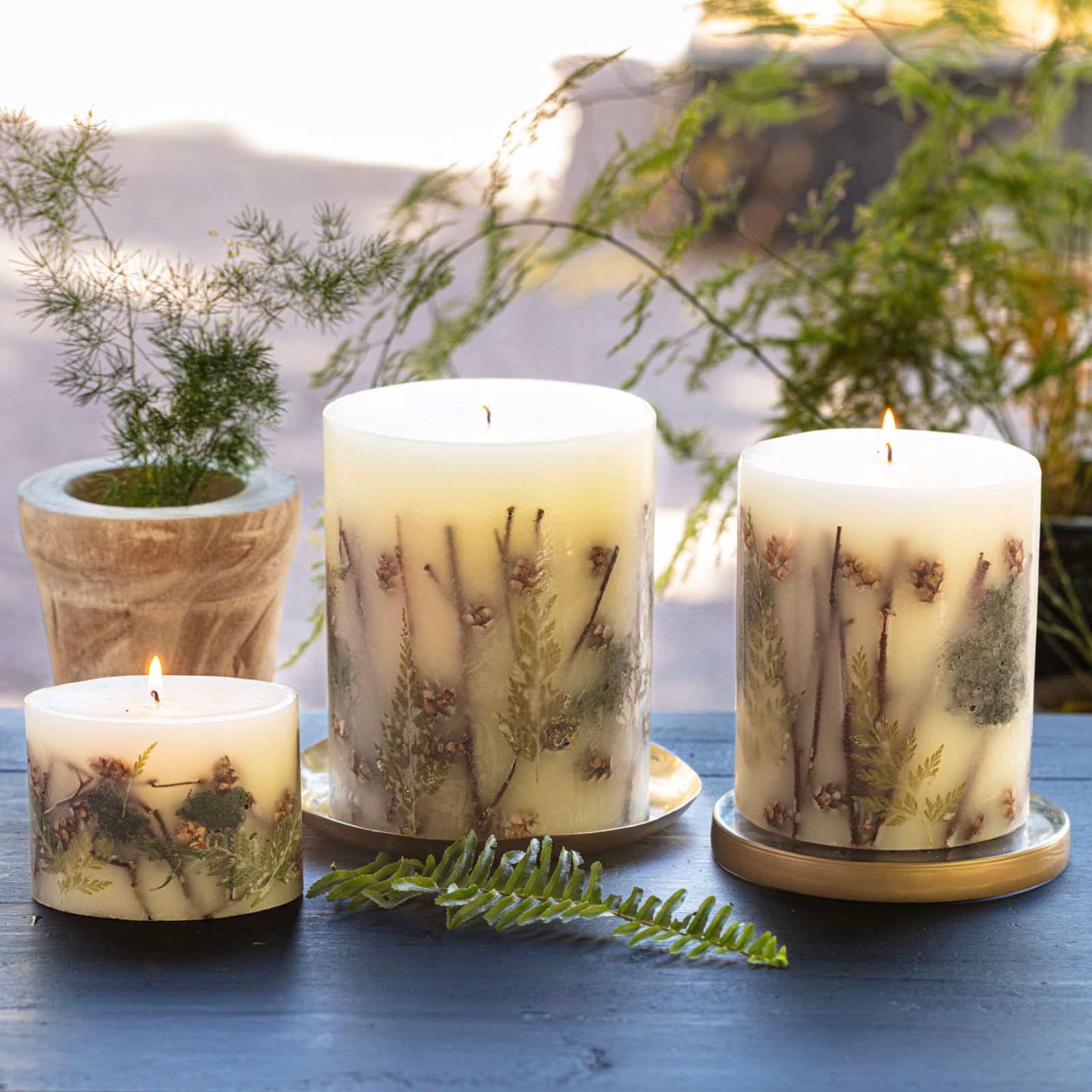 Rosy Rings Forest Round Botanical Candle - 200 Hour Burn Time, Clary Sage & Sandalwood Aromatherapy Candle with White Musk | Woodsy Scent for Relaxation, Spa, Yoga & Home Decor | 6.5