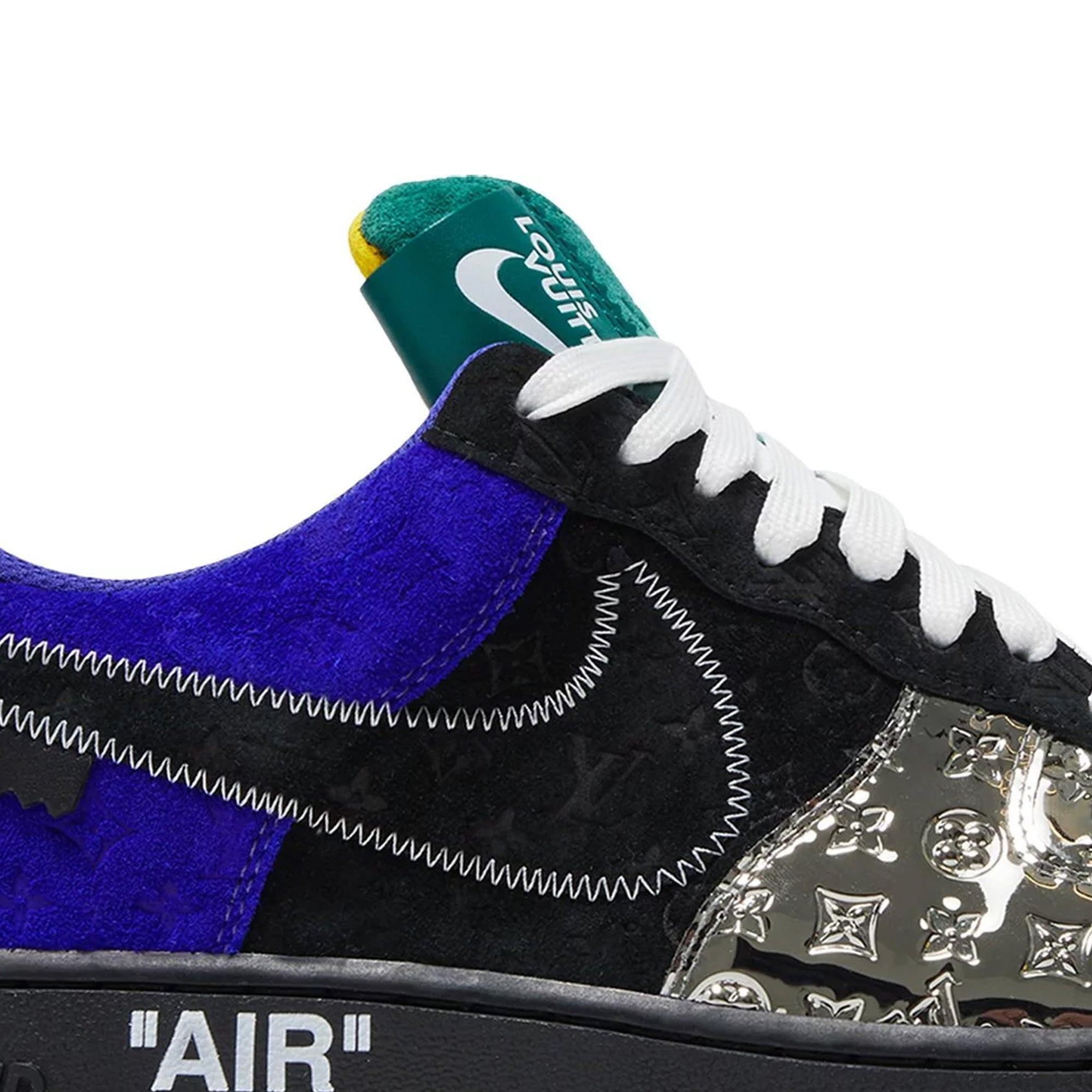 Nike Air Force 1 x Louis Vuitton x Virgil Abloh 'Black Metallic Silver' Sneakers (2022) - Limited Edition Luxury Streetwear for Men's Fashion & Sneaker Collectors
