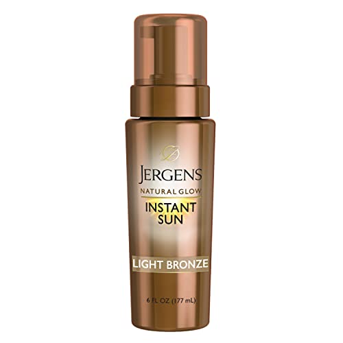 Jergens Natural Glow Instant Sun Body Mousse - Self Tanner for Light Bronze Tan, Sunless Tanning Body Bronzer for Fair to Medium Skin (6 oz) | Achieve a Natural-Looking Glow for Beach, Vacation & Everyday Confidence