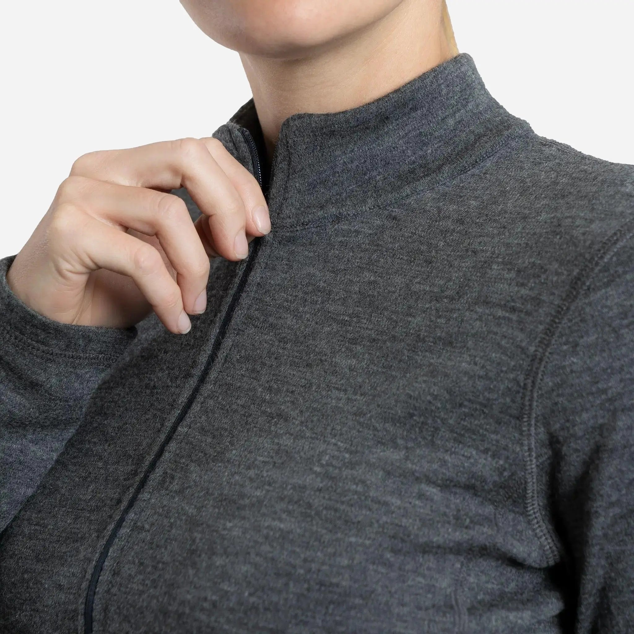 Women's 300 Lightweight Alpaca Wool Base Layer - Half Zip Thermal Top for Hiking, Skiing & Winter Outdoor Activities