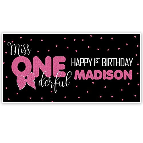 Miss Onederful Custom Birthday Banner - Personalized Party Decoration for Girls' Birthday Celebrations, Baby Showers & Special Events