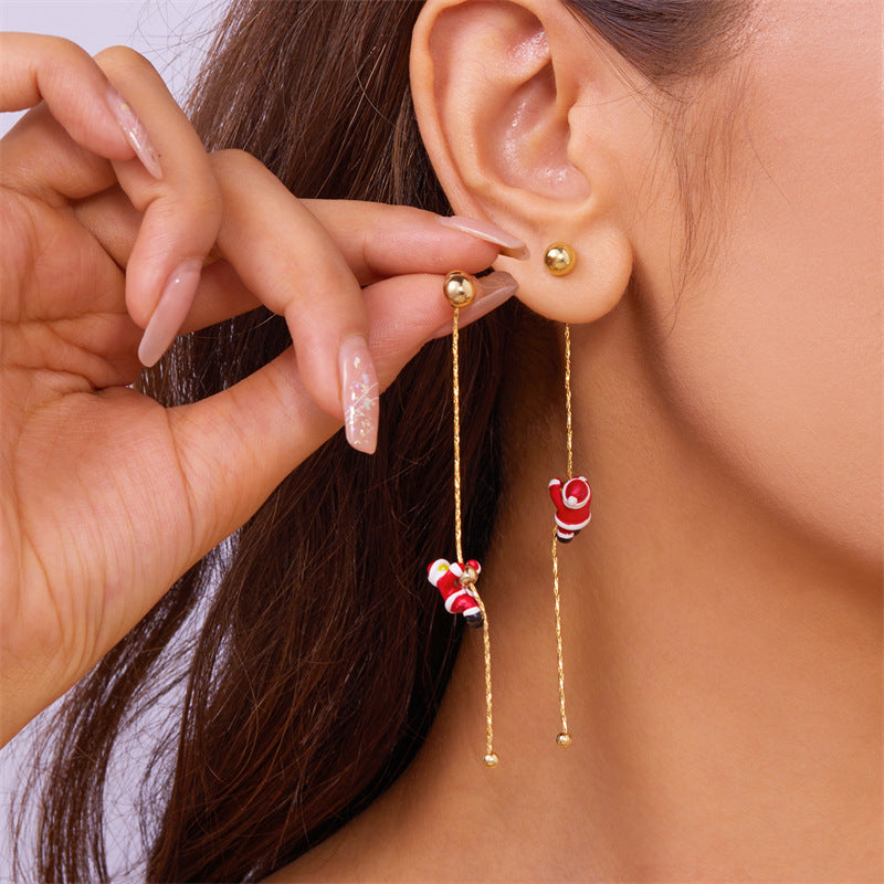Festive Santa Claus Snowman Sleigh Reindeer Tassel Earrings for Christmas Party | Holiday Jewelry Gift for Women | FM013