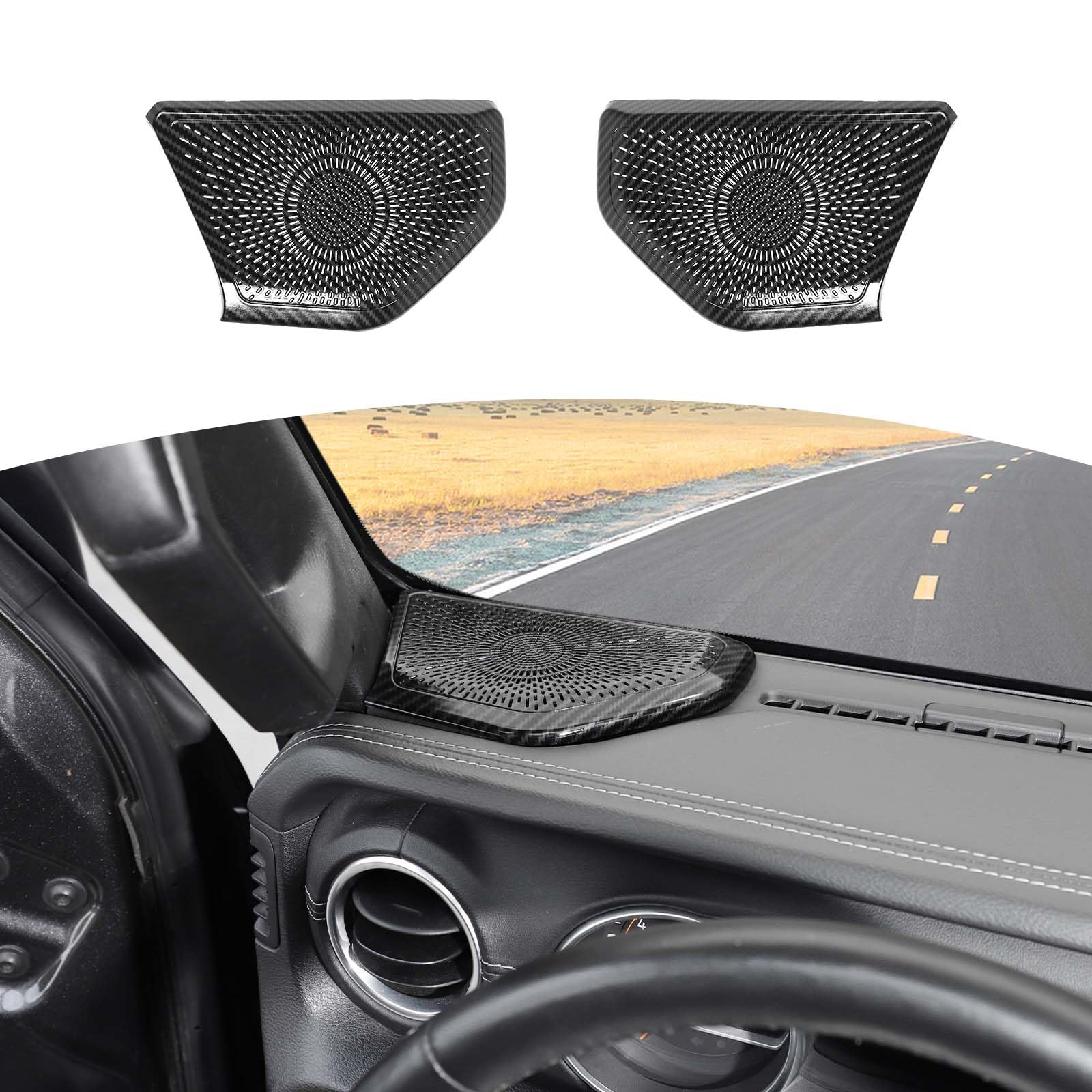 Carbon Fiber A Pillar Speaker Panel Trim Cover for Jeep Wrangler JL/JLU/Gladiator JT (2018-2024) - Interior Accessories 2pcs - Upgrade Your Ride's Style & Sound System