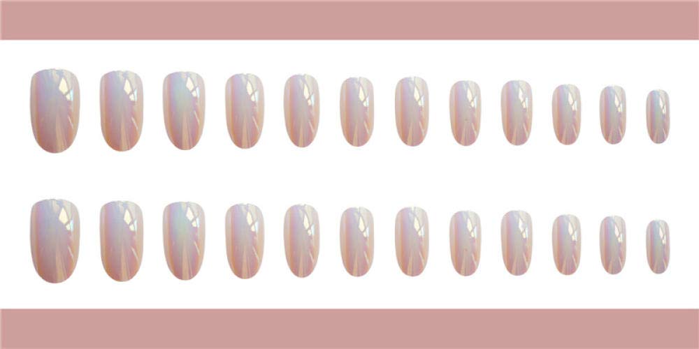 HUJL False Nails - Pearl Mirror Press On Nails | Fashionable Fake Nail Stickers for Women | Full Coverage Artificial Nails with Easy Application | Perfect for Parties, Weddings & Daily Wear