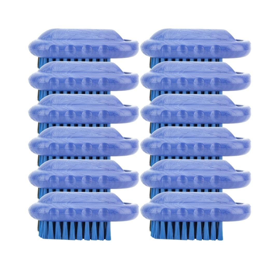 SPARTA Heavy-Duty Nail Scrub Brush with Stiff Bristles - 5 Inch Commercial-Grade Hand & Fingernail Cleaner for Gardeners, Mechanics, Chefs - Durable Plastic Blue Scrubber (Pack of 12) - Perfect for Deep Cleaning Hands After Gardening, Auto Repair or Food Preparation