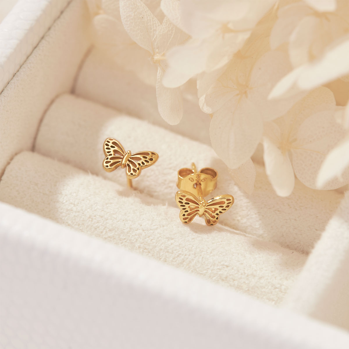 14K Gold Butterfly Stud Earrings for Women - Elegant & Hypoallergenic Jewelry Gift for Everyday Wear & Special Occasions
