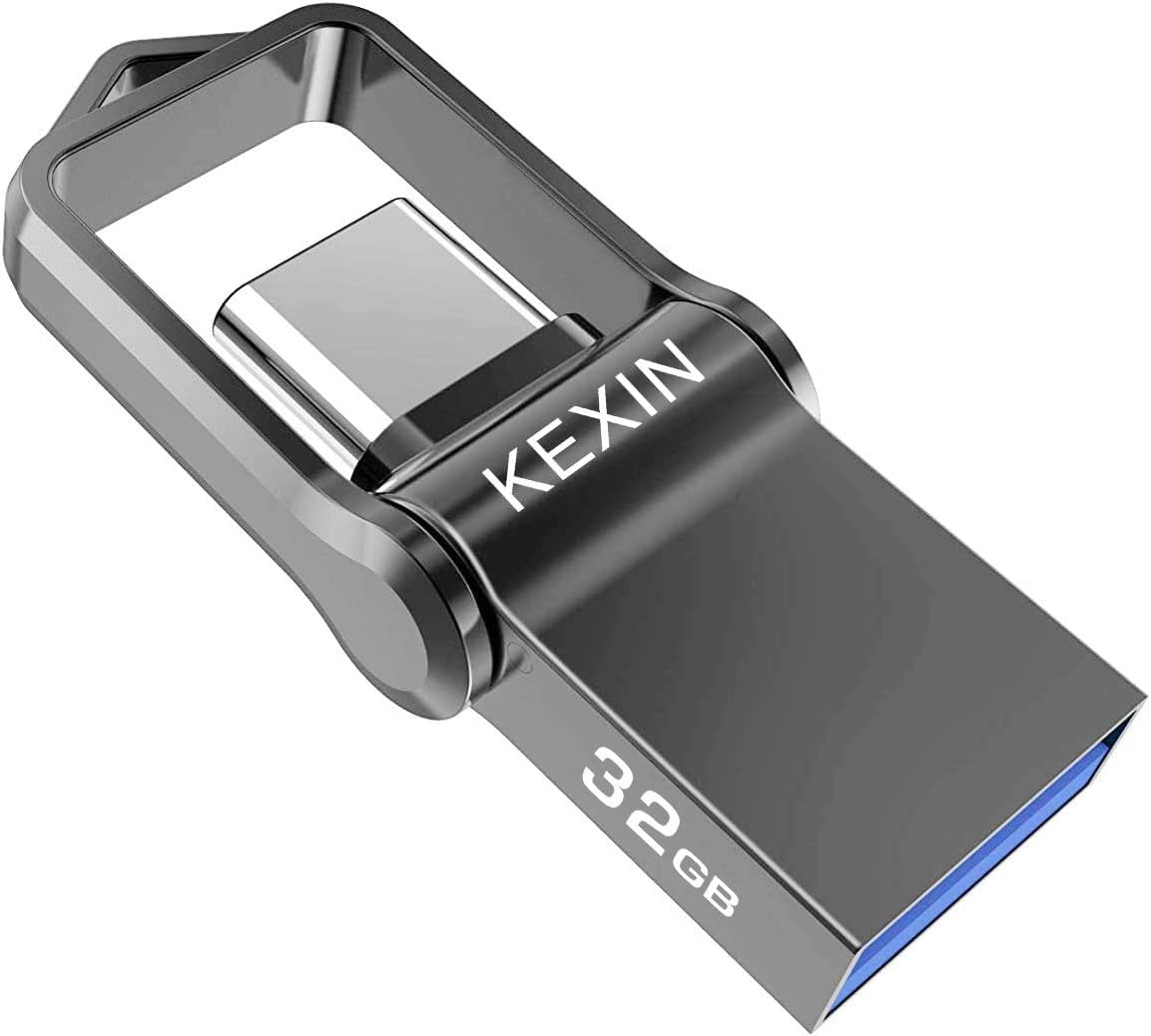 KEXIN 32GB USB C Flash Drive - USB 3.0 Metal Dual Drive OTG Memory Stick for Android Smartphones & Tablets - High-Speed Data Transfer for Photos, Videos, Files - Perfect for Travel, Office & School Use