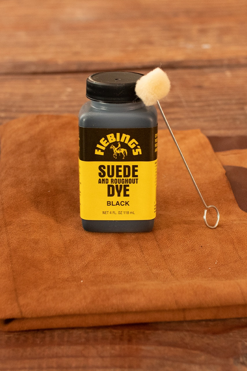 Fiebing's Suede Leather Dye - 4 oz (118 ml) Black - Professional Leather Color Restorer for Shoes, Bags & Furniture Repair - Perfect for DIY Leather Craft Projects