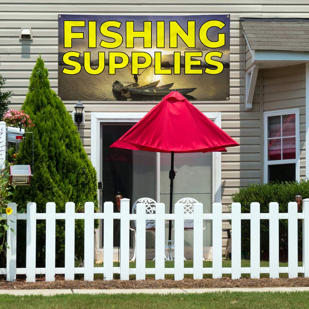 Vinyl Banner - 48x96 Inches, Weatherproof Outdoor Advertising Sign with 8 Grommets (Multiple Sizes Available) - Perfect for Fishing Supplies, Retail Promotion, Industrial Yard Signs & Outdoor Events