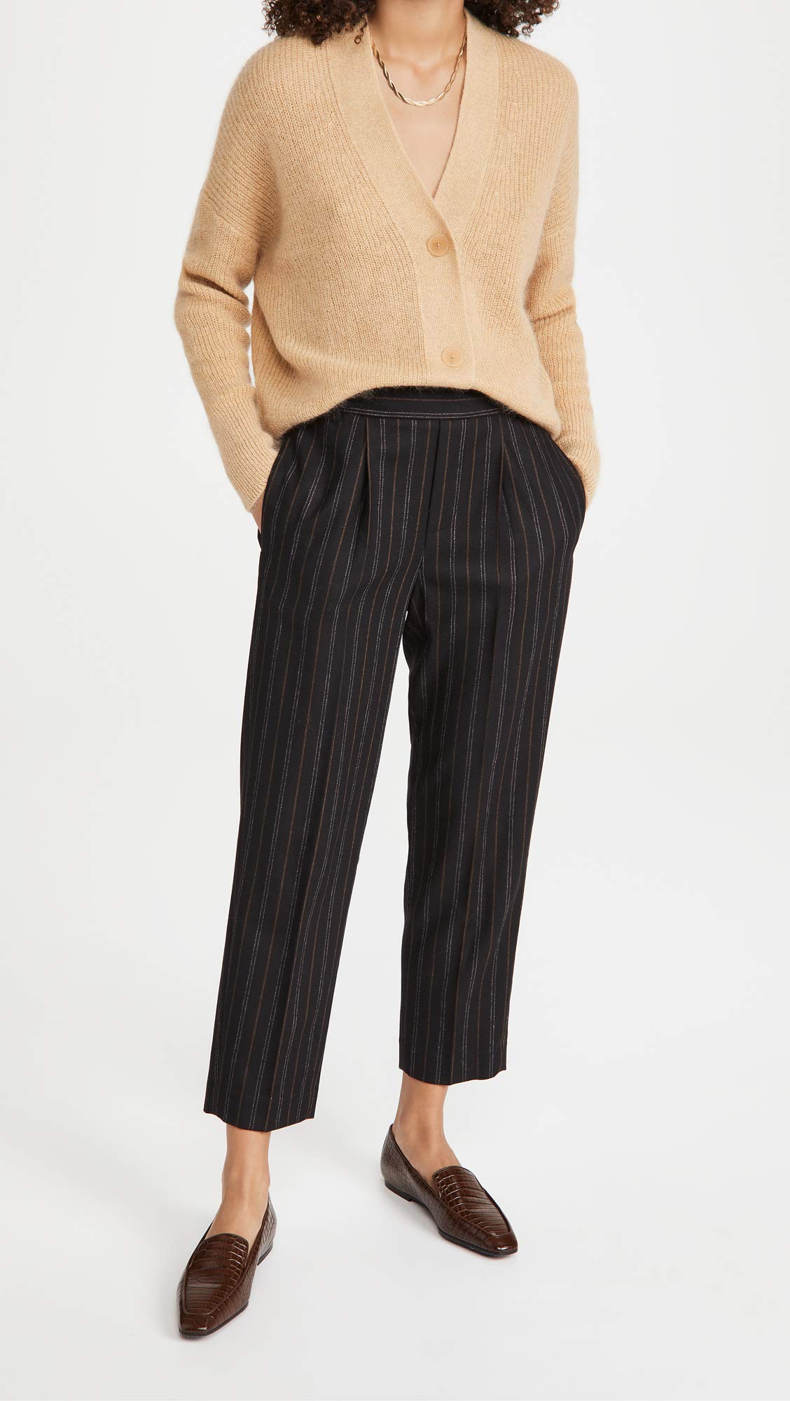 Vince Women's Flannel Stripe Pull-On Pants - Soft & Comfortable Casual Lounge Pants for Home, Work & Travel