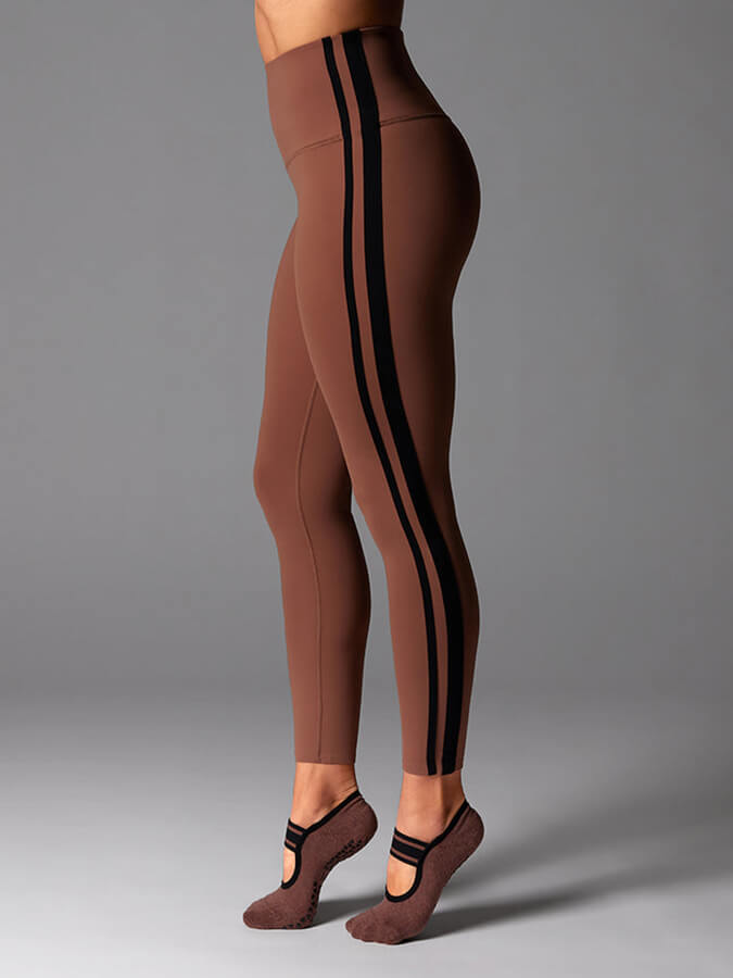 Tavi HW 7/8 Striped Women's Yoga Leggings - High Waist Workout Pants for Running, Gym & Lounge Wear
