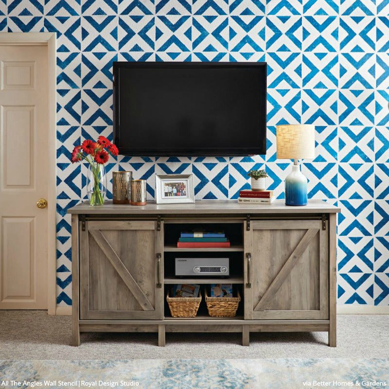 All The Angles Moroccan Wall Stencil Kit - DIY Home Decor Painting Template for Living Room, Bedroom & Nursery - Geometric Arabesque Design for Walls, Furniture & Crafts
