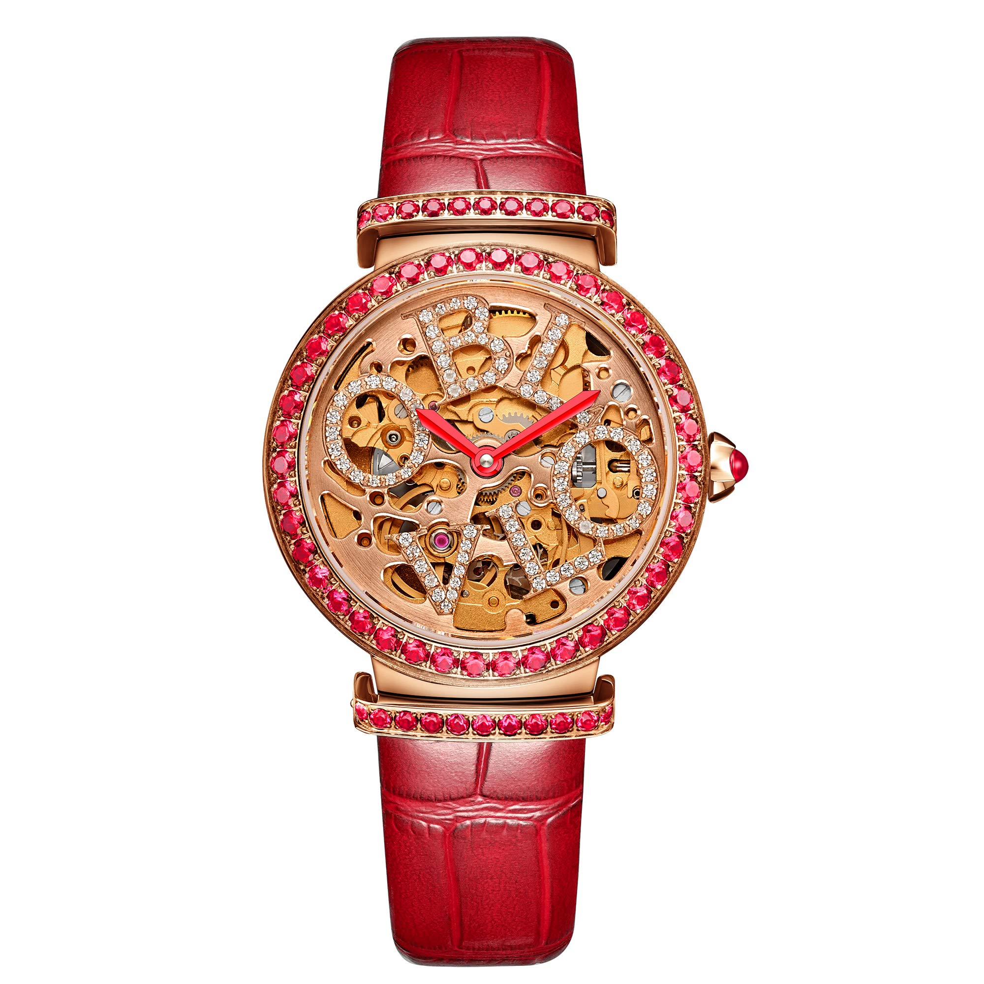 Luxury Rose Gold Automatic Women's Watch with Skeleton Dial - Genuine Leather Strap - Perfect for Business, Party & Everyday Wear