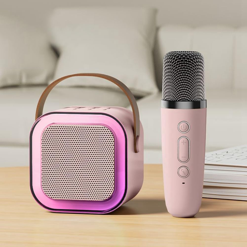 Portable Bluetooth KTV Microphone Speaker with Built-in Mic - Wireless Karaoke Machine for Kids & Adults, Home Parties, Birthday Gifts (Pink) | Perfect for Family Gatherings, Singing Practice & Entertainment