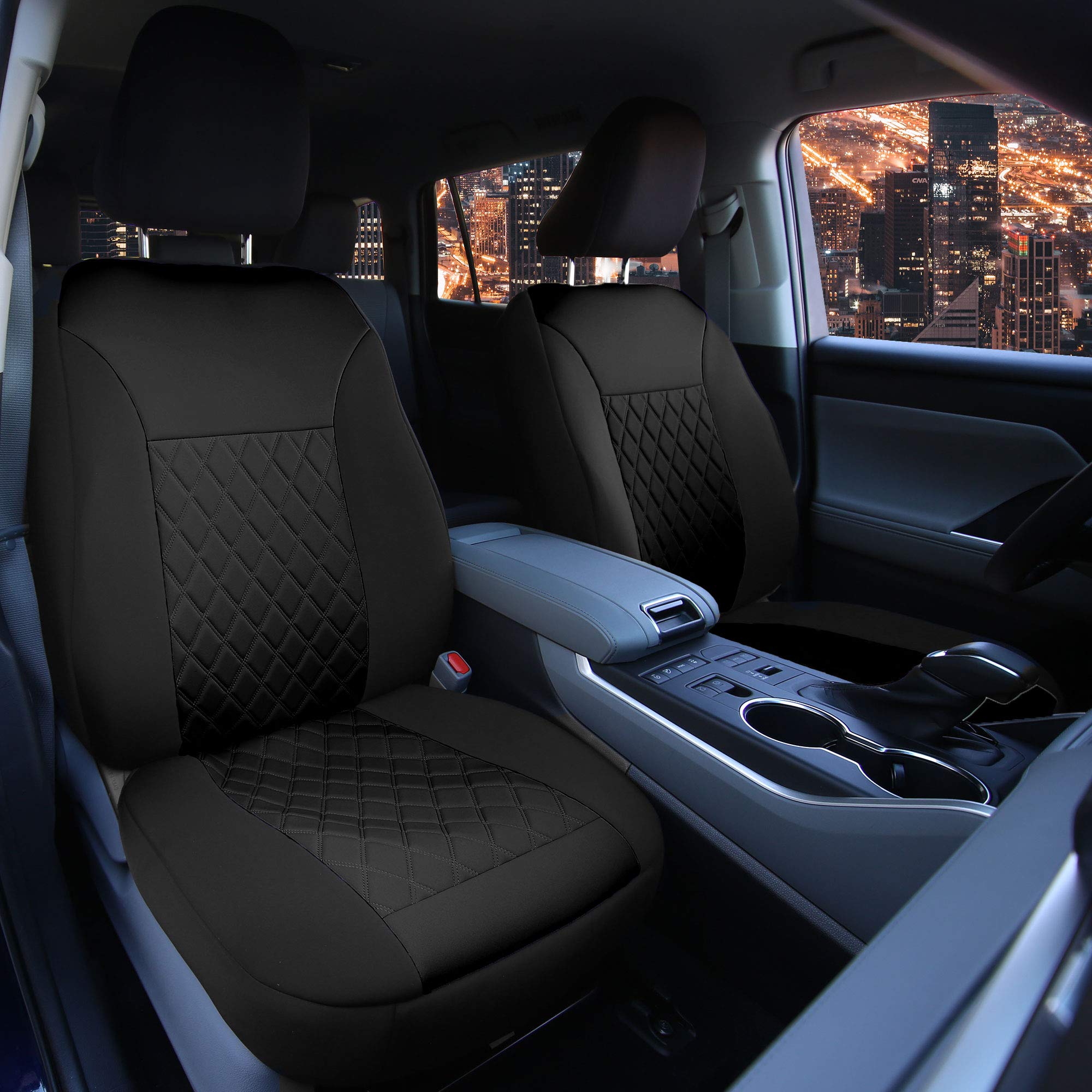 FH Group Neosupreme Car Seat Covers - 2 Pack Water Resistant Universal Fit Seat Cushions for Cars, Trucks & SUVs (Black) | Perfect for Road Trips, Daily Commute & Pet Protection