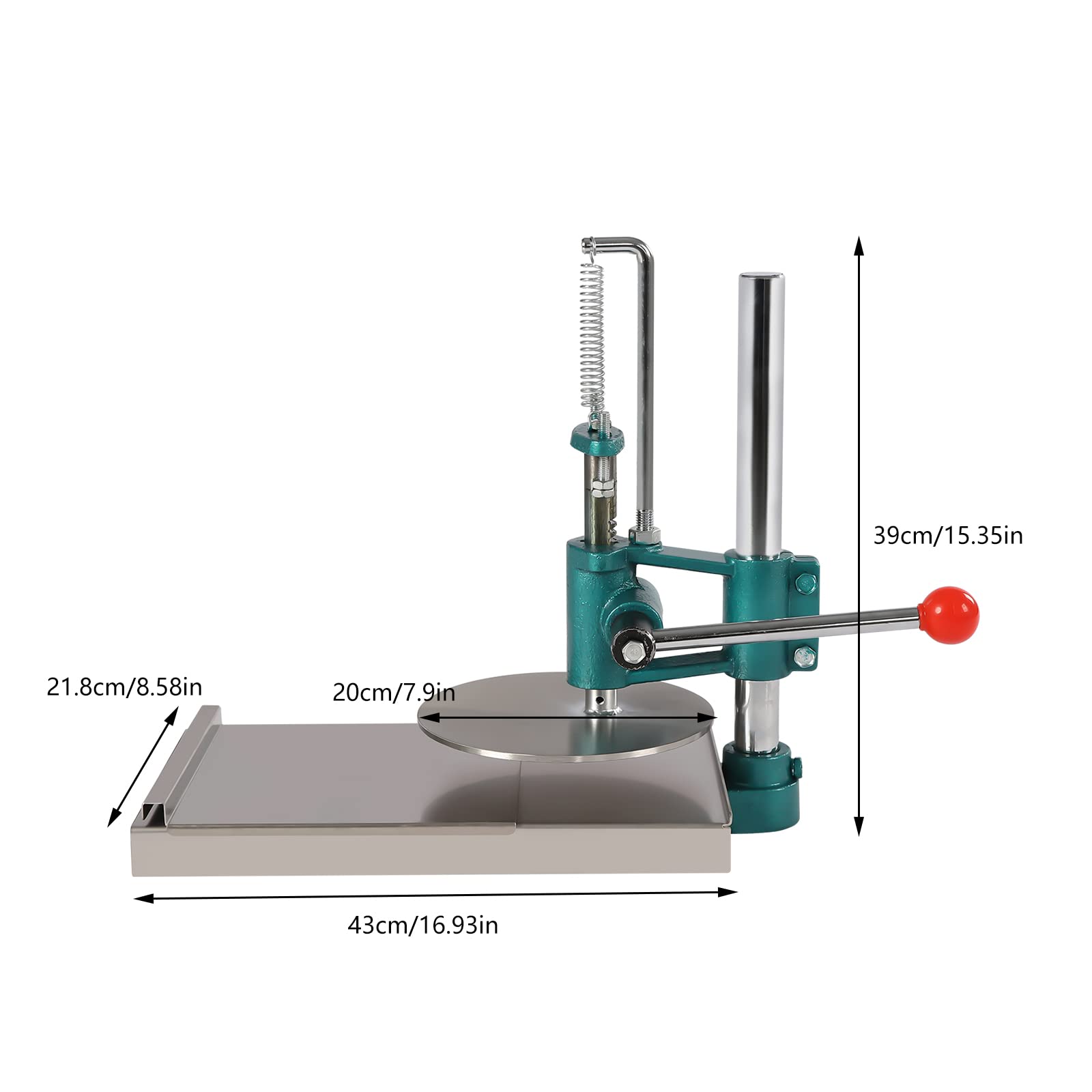 7.9 Inch Commercial Stainless Steel Pizza Dough Press Machine - Adjustable Thickness Dough Press with 0.2