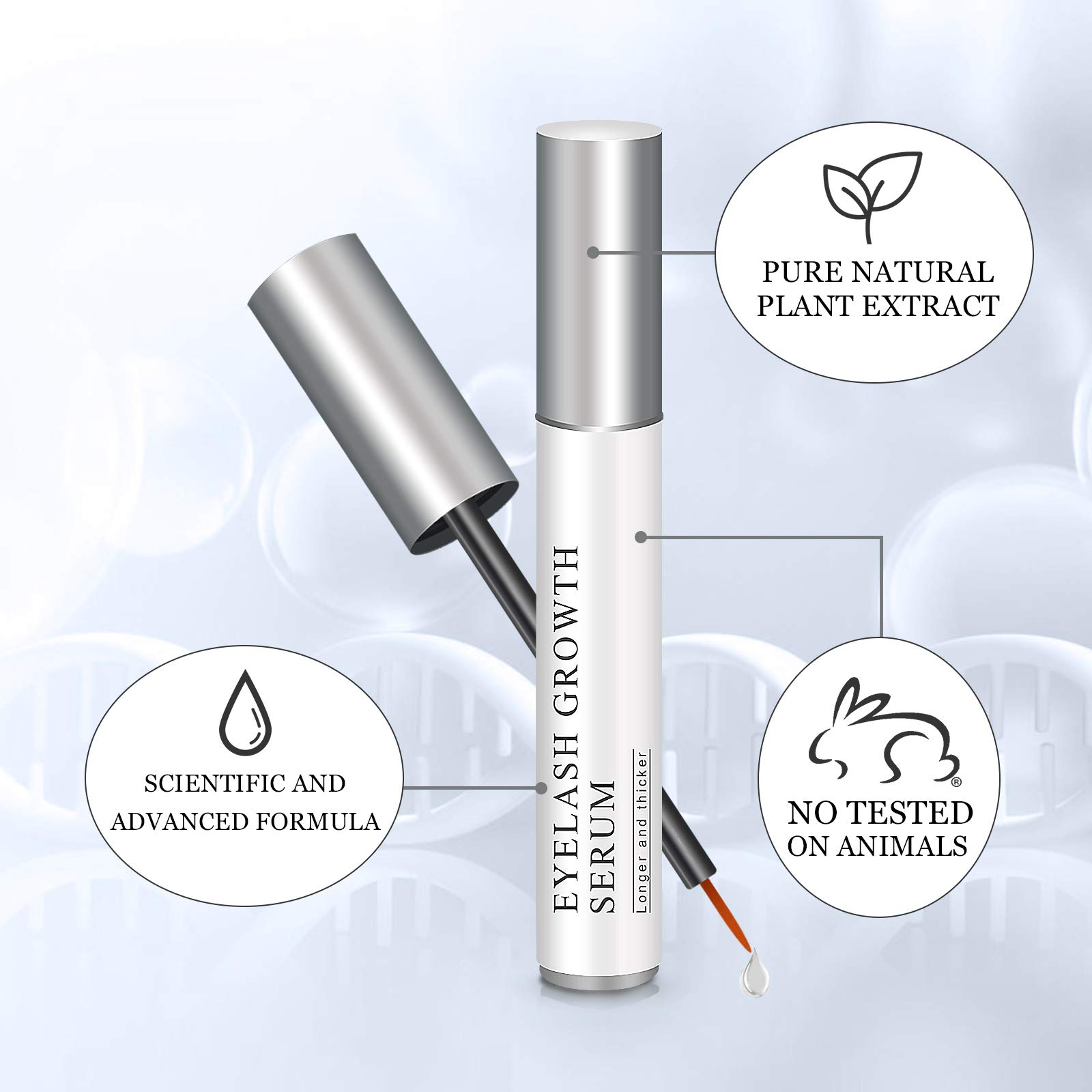Natural Eyelash & Brow Growth Serum - Plant-Based Lash Enhancer with Gentle Applicator | Safe for Sensitive Eyes | Perfect for Daily Use & Special Occasions