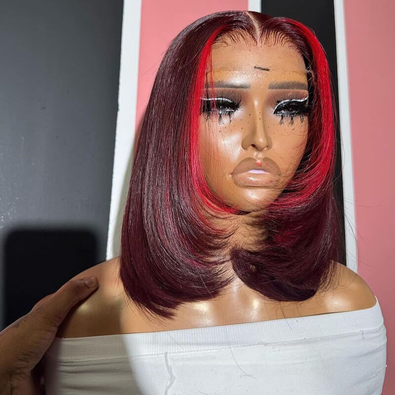 Buy 2 Human Hair Wigs for $169 - Layered Cut Straight 4x4 Lace Wig + Free Colored Straight 4x4 Bob Wig | Perfect for Daily Wear, Cosplay & Special Occasions