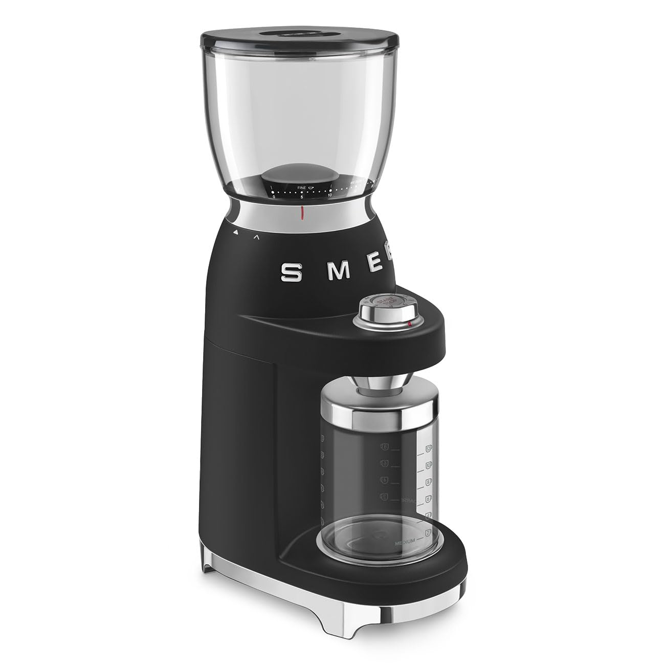 SMEG Retro Electric Coffee Grinder for Fresh Ground Coffee - Stainless Steel Blades, Adjustable Coarseness, Black - Perfect for Home, Office & Espresso Bars