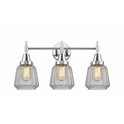 Innovations 447-3W-PC-G142 Transitional 3-Light Bathroom Vanity Light Fixture in Chrome Finish - Perfect for Modern Bathrooms & Powder Rooms