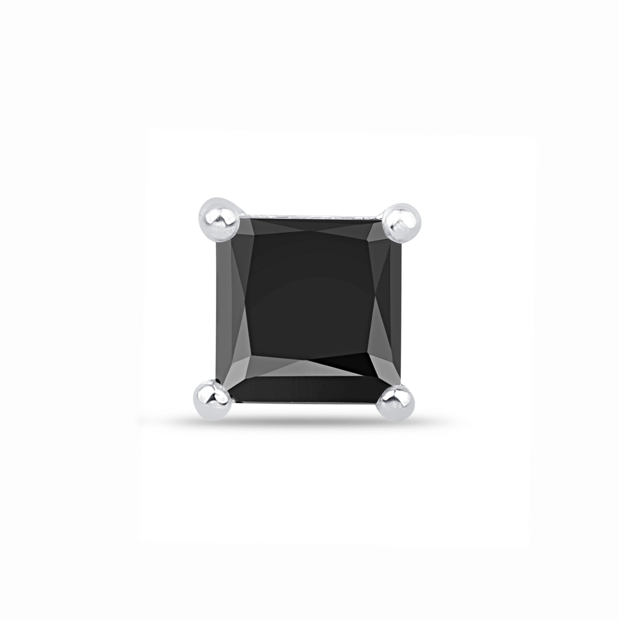 14k White Gold Black Onyx Princess Cut Flat Back Stud Earrings for Women – Perfect for Weddings, Parties & Everyday Elegance