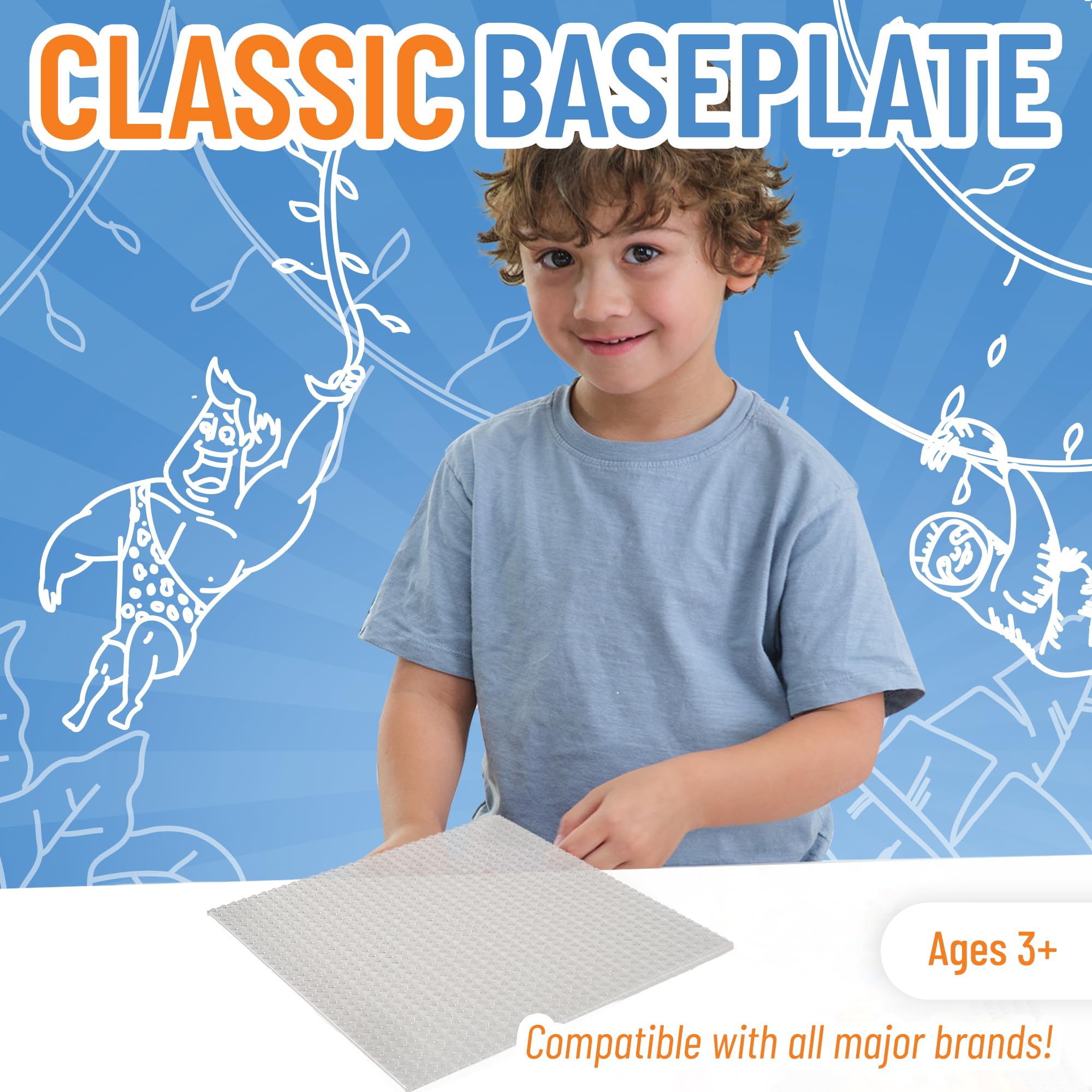 Strictly Briks Large 10x10 Inch Clear Baseplate - 100% Lego Compatible Stackable Building Plate for Tables, Mats & DIY Projects | Classic Brick Base for Creative Play & Displays