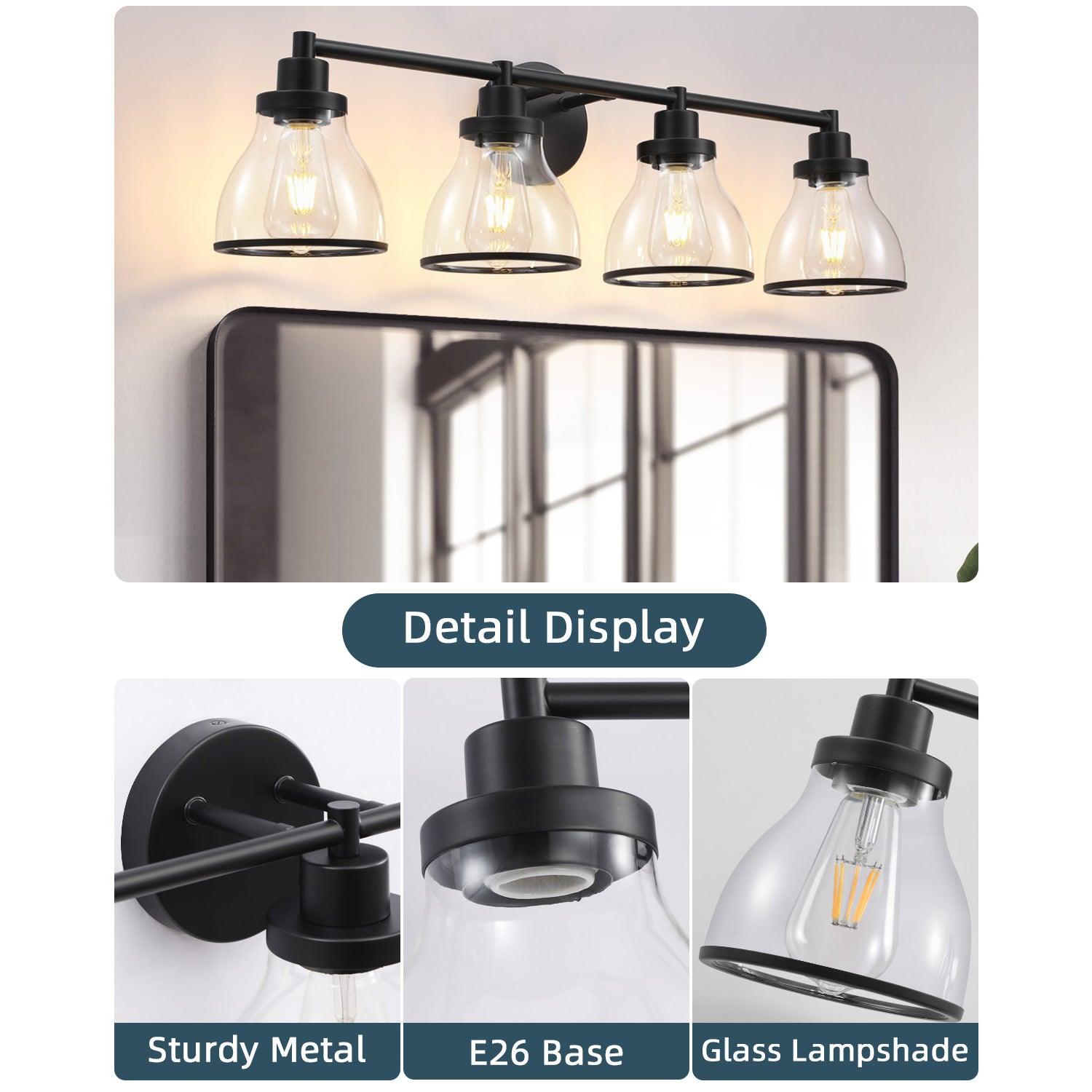 Hermosa Modern 4-Light Bathroom Vanity Light Fixture - Brushed Nickel Finish for Bathroom Mirror Lighting, Perfect for Modern Home Decor and Spa-Like Ambiance
