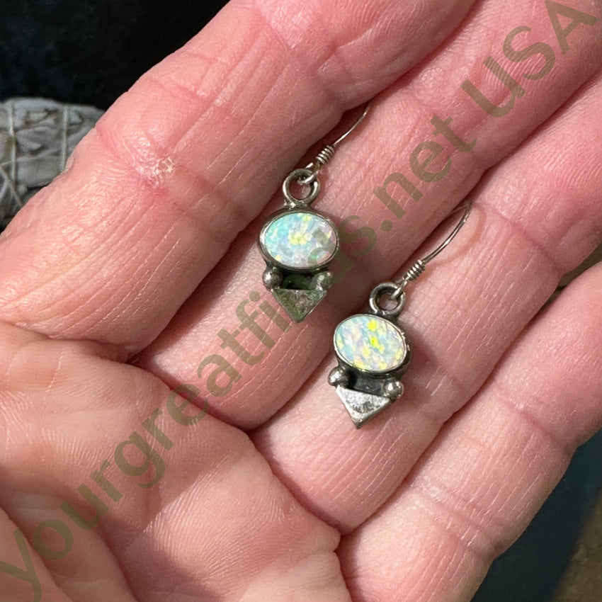 Sterling Silver White Opal Stud Earrings for Women - Dainty Hypoallergenic Pierced Ear Jewelry - Perfect for Weddings, Parties & Everyday Wear