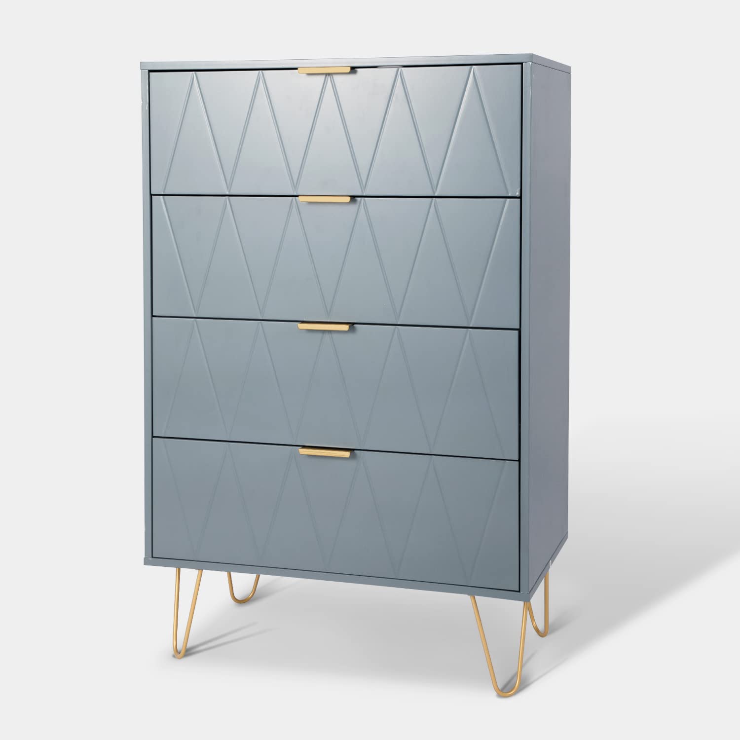4-Drawer Dresser Storage Cabinet with Metal Legs & Anti-Tip Device - Organizer for Bedroom, Closet, Office, Living Room & Entryway - Perfect for Clothes, Files & Home Decor (Blue, Set of 1) | Space-Saving Solution for Small Apartments & Dorm Rooms
