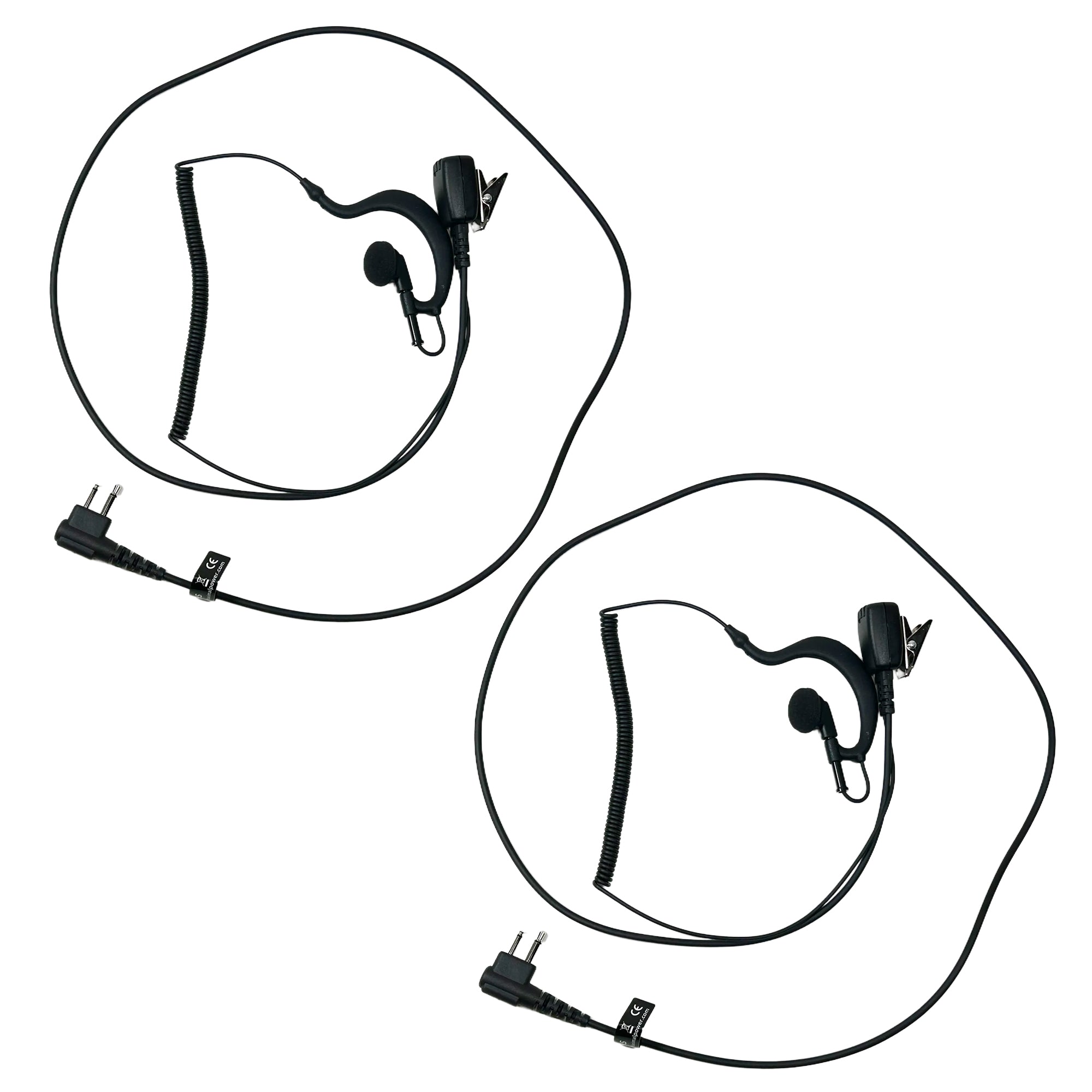 Replacement G Shape Hook Ear Pieces for Motorola 2 Pin 2-Way Radios - Comfortable Secure Fit for Walkie Talkie Headsets - Perfect for Construction, Security & Outdoor Activities