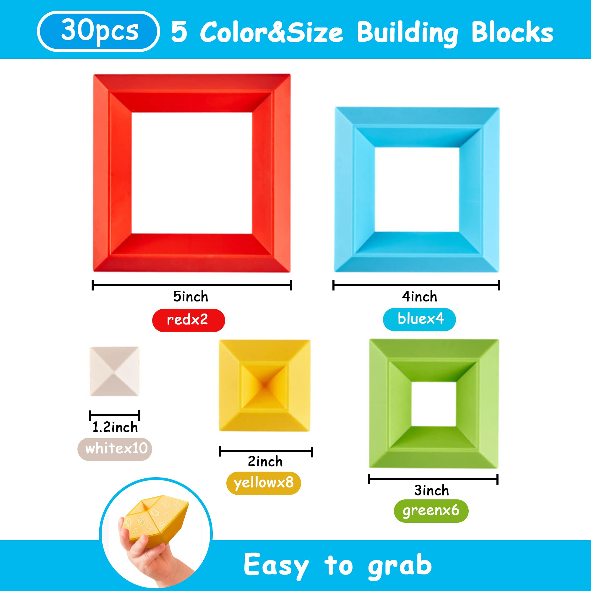 Montessori Toys for Toddlers 2-4 Years Old - 30PCS Educational Building Blocks for Preschool Learning, STEM Sensory Toys for Boys & Girls - Perfect Gift for Kids Ages 1-6 - Ideal for Classroom, Home Play & Early Childhood Development