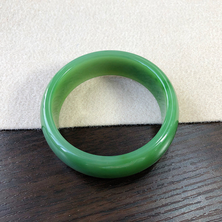 Natural Jade Bangle - Nephrite Jade Bracelet, 59.3mm Inner Diameter, Handcrafted Green Stone Jewelry for Women | Perfect for Meditation, Healing & Fashion Accessories