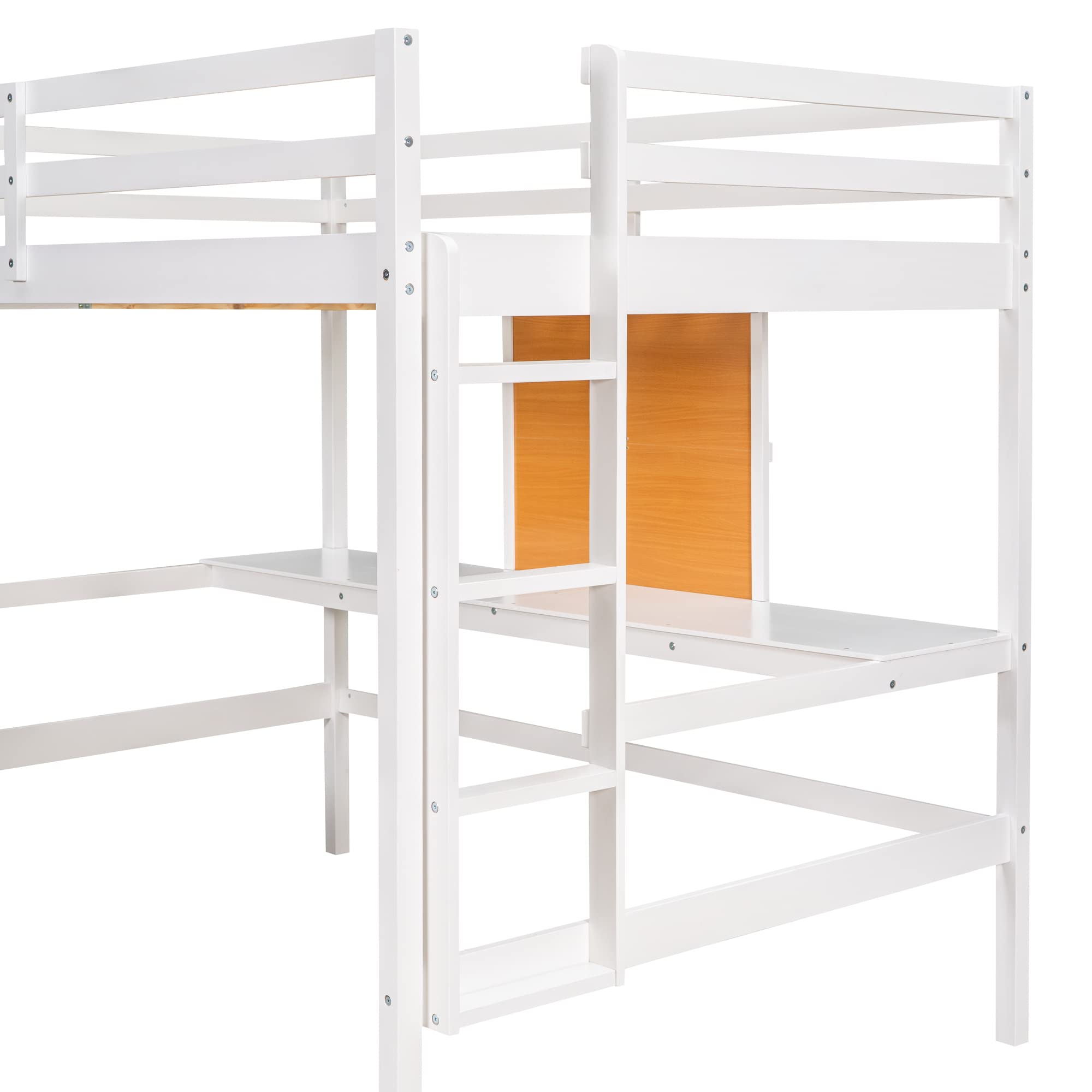 Harper & Bright Designs Twin Size Loft Bed with Desk, 2 Storage Cabinets & Writing Board - Sturdy Wooden Loft Bed Frame with Slats for Kids, Teens & Adults - Perfect for Small Bedrooms, Dorm Rooms & Home Offices (White)
