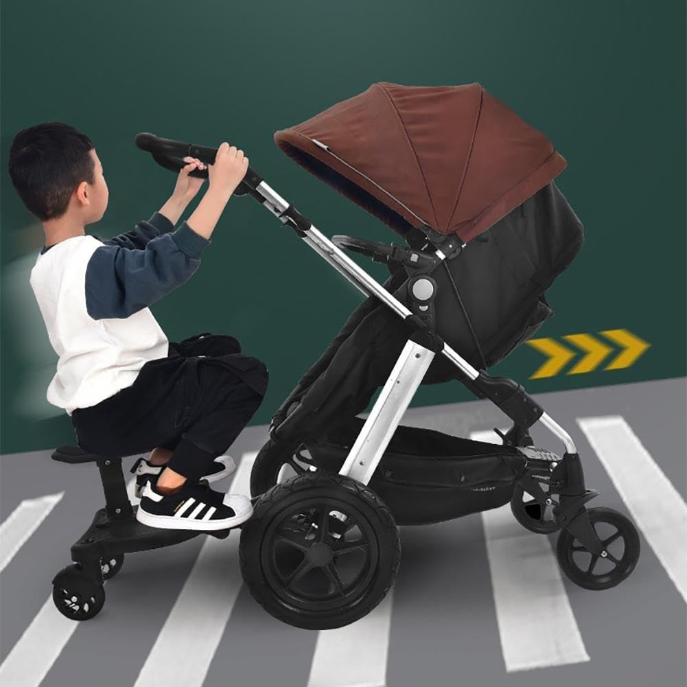 Universal Stroller Board with Seat - Comfortable Wheeled Buggy Board for Pushchairs & Strollers - 3-in-1 Child Stroller Attachment for Toddlers & Kids - Perfect for Shopping, Travel & Daily Walks
