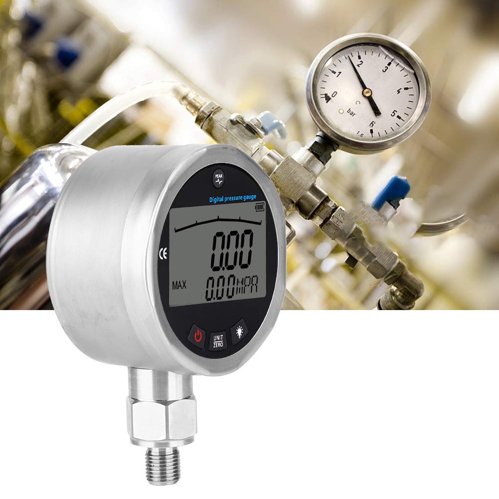 Digital Hydraulic Pressure Gauge 400BAR 0-40Mpa 10000PSI Stainless Steel - Heavy Duty Industrial Air Compressor System Monitor for Oil, Gas & Water Pressure Testing