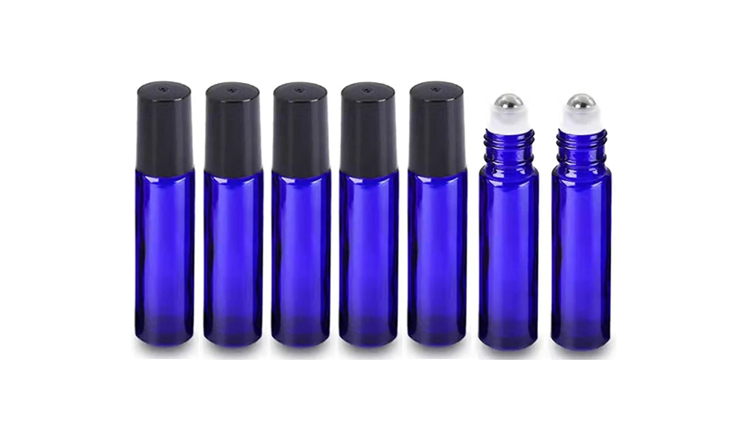 Premium 10ml Glass Essential Oil Roller Bottles with Stainless Steel Roller Balls - 7 Pack (Blue) for DIY Aromatherapy, Perfume & Skincare - Perfect for Travel, Home Use & Gift Giving