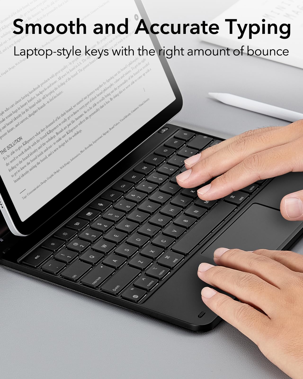 ESR iPad Air 13 Inch & iPad Pro 12.9 Inch Keyboard Case - Compatible with M3/M2 (2025/2024) & 3rd/4th/5th/6th Gen - Floating Cantilever Stand, Multi-Touch Trackpad - Rebound Series (Black) | Perfect for Work, Study & Travel