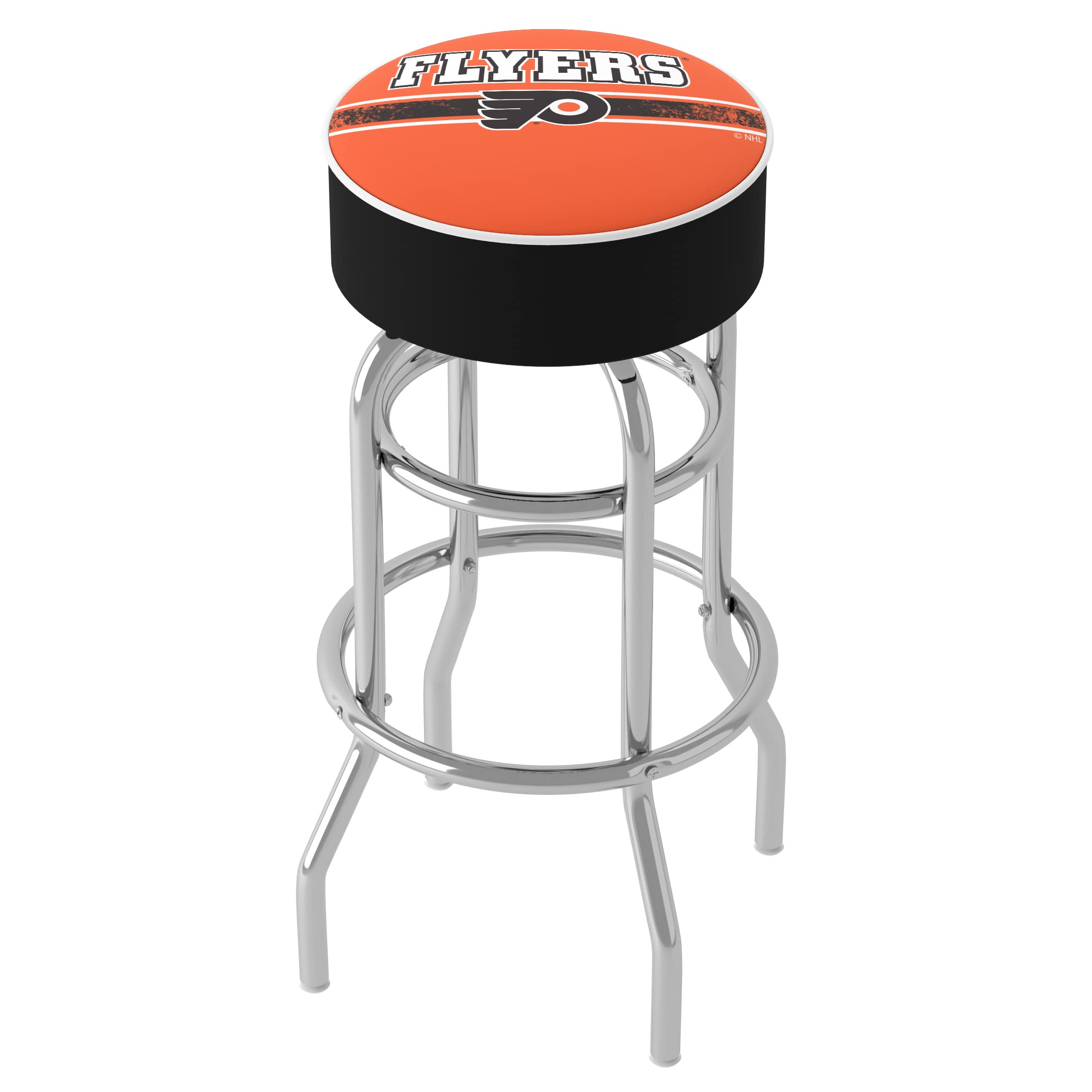 Philadelphia Flyers Logo Bar Stool - Swivel Game Room Chair with Comfortable Foam Padded Seat - Perfect for Home Bar, Man Cave & Sports Fan Decor