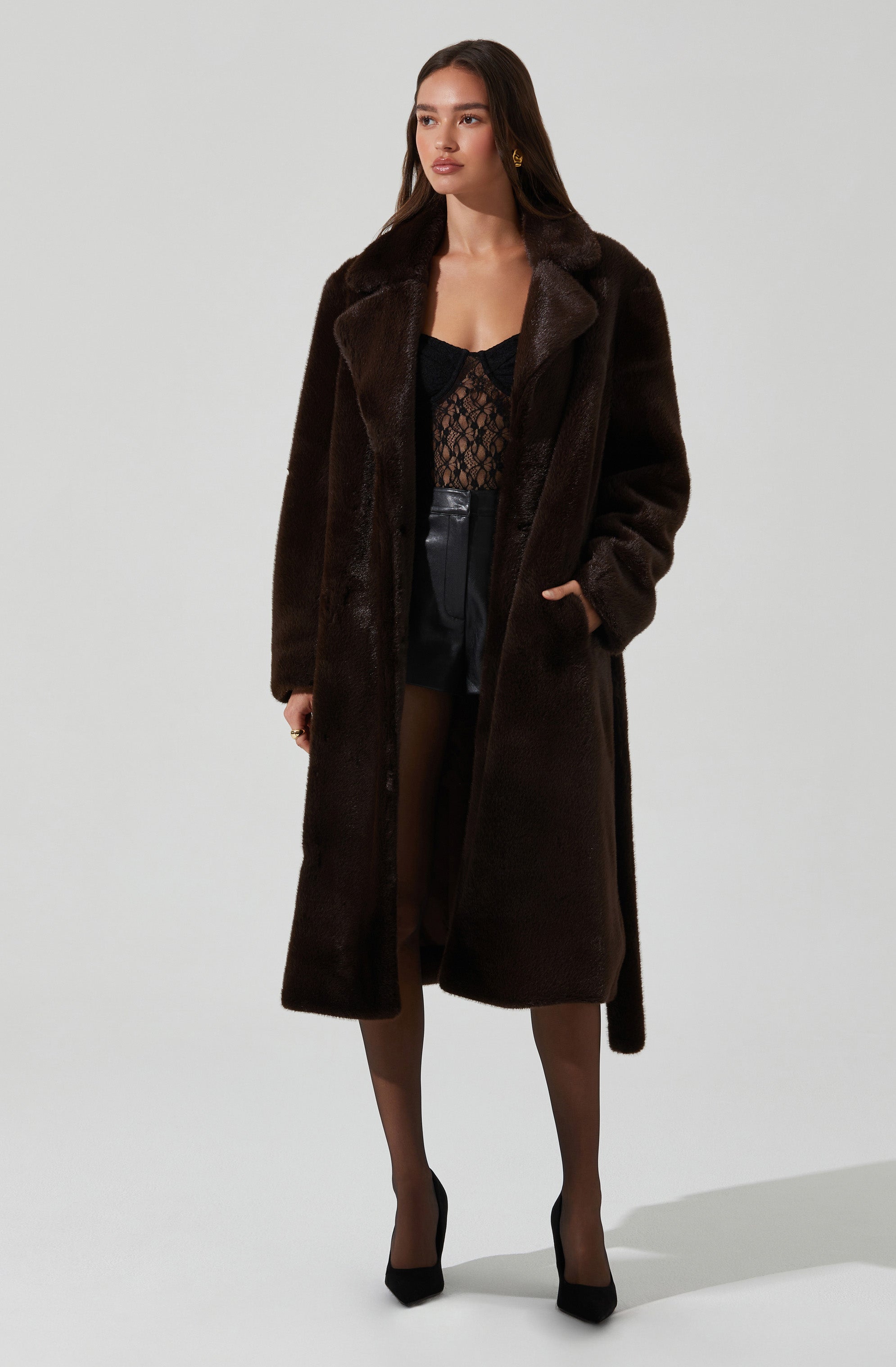 Maisie Faux Fur Longline Coat for Women - Winter Warm Oversized Teddy Jacket - Cozy Outerwear for Fall & Winter Fashion - Perfect for Casual Outings, Date Nights and Holiday Parties