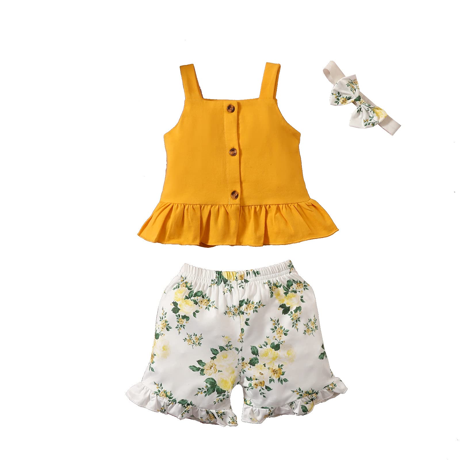 Trusted Infant Clothes Set - Suspenders & Tops Outfit for Girls (Size 8, Yellow, 12-18 Months) - Perfect for Playdates, Parties & Everyday Wear
