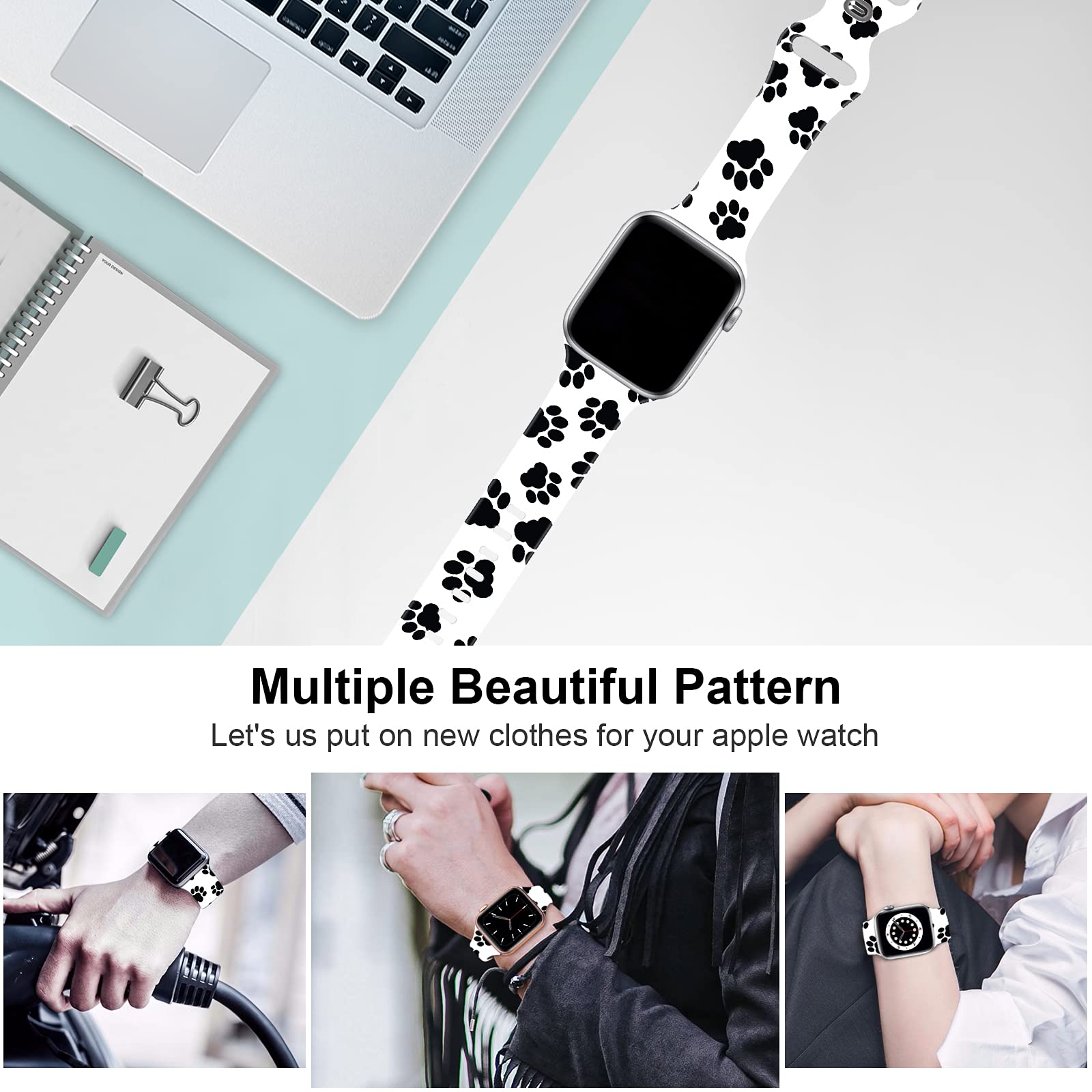 Soft Silicone Apple Watch Bands 38mm 40mm 42mm 44mm - Sport Replacement Strap for iWatch Series 6/5/4/3/2/1/SE - Breathable Comfortable Wristband for Men & Women - Perfect for Workouts, Running & Daily Wear