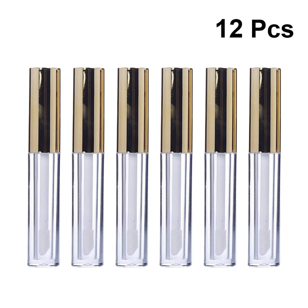 Beaupretty 12pcs Refillable Empty Lip Gloss Tubes - Clear Round Mini Lip Balm Containers for DIY Lip Gloss, Lip Liner & Makeup Samples | Perfect for Travel, Home Use & Professional Makeup Artists